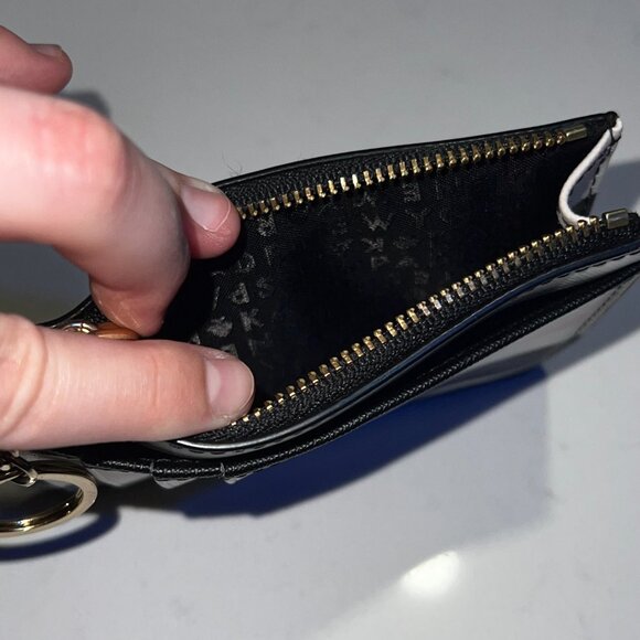 Kate Spade Laurel Way Bitsy Card Holder Zip Top with Keyring Blue Pink Stripe - Picture 4 of 10